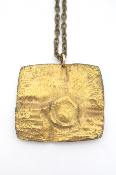 Bernard Chaudron large vintage bronze pendant necklace