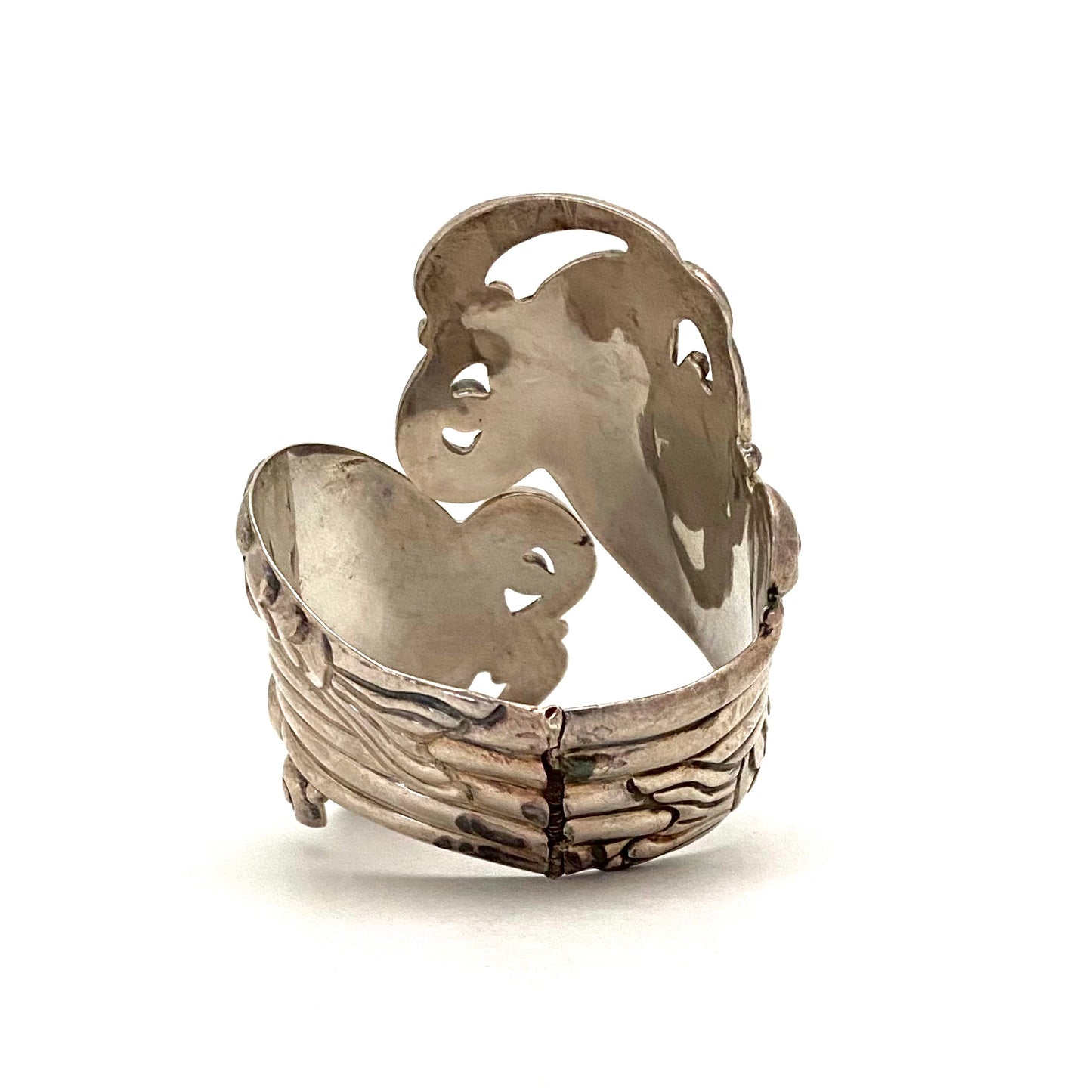 large silver & amethyst fish clamper bracelet ~ Taxco
