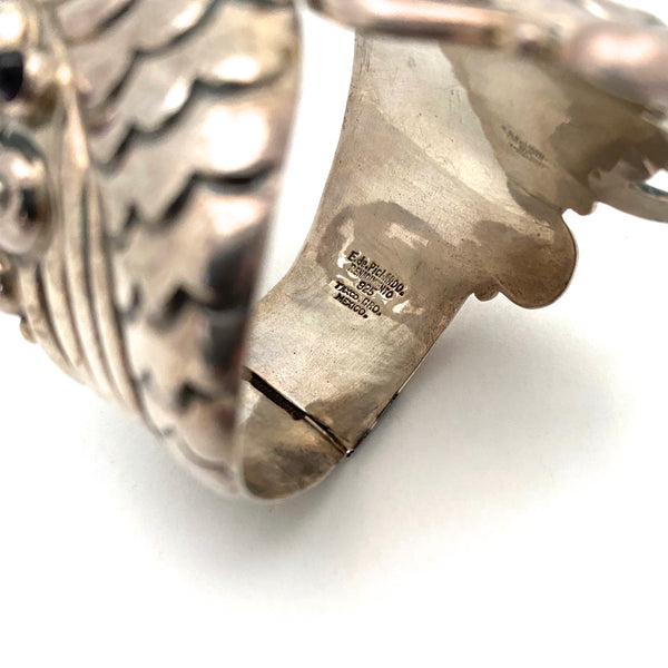 large silver & amethyst fish clamper bracelet ~ Taxco