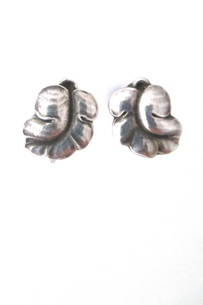 Georg Jensen Denmark vintage silver grape leaf earrings 50B