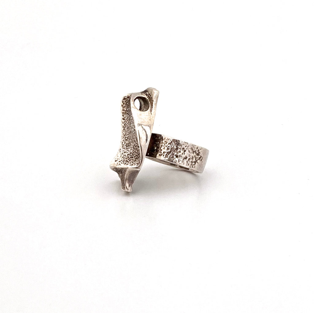 vintage heavy textured & pierced silver brutalist ring – Samantha ...