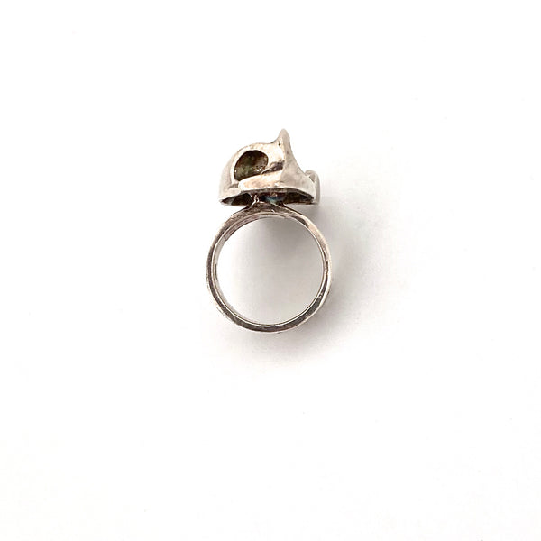 vintage heavy textured & pierced silver brutalist ring