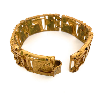 Jorma Laine gilt bronze sculptural panel link bracelet