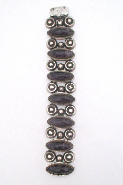 amethyst & silver wide link bracelet ~ Mexico