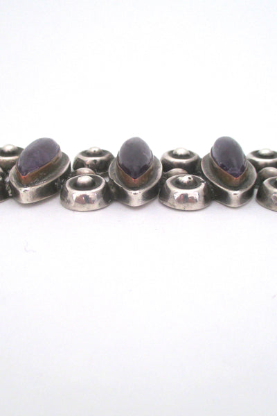 amethyst & silver wide link bracelet ~ Mexico