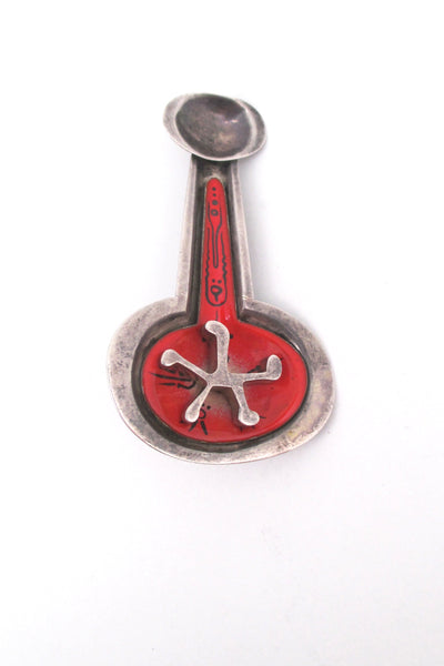 Eleanor Caldwell dimensional silver & enamel brooch - 1950s