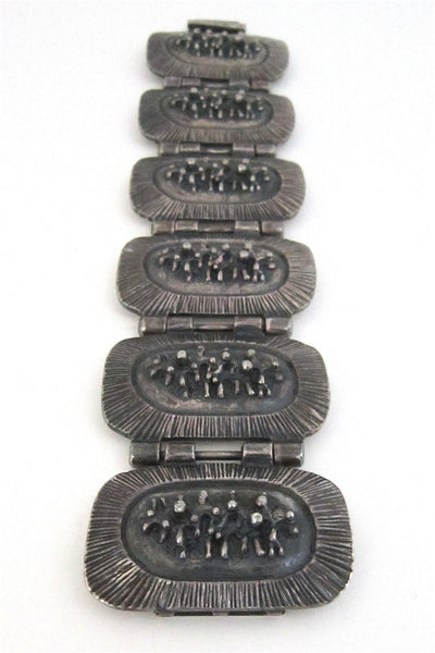 Robert Larin Canada brutalist pewter lichen panel link bracelet