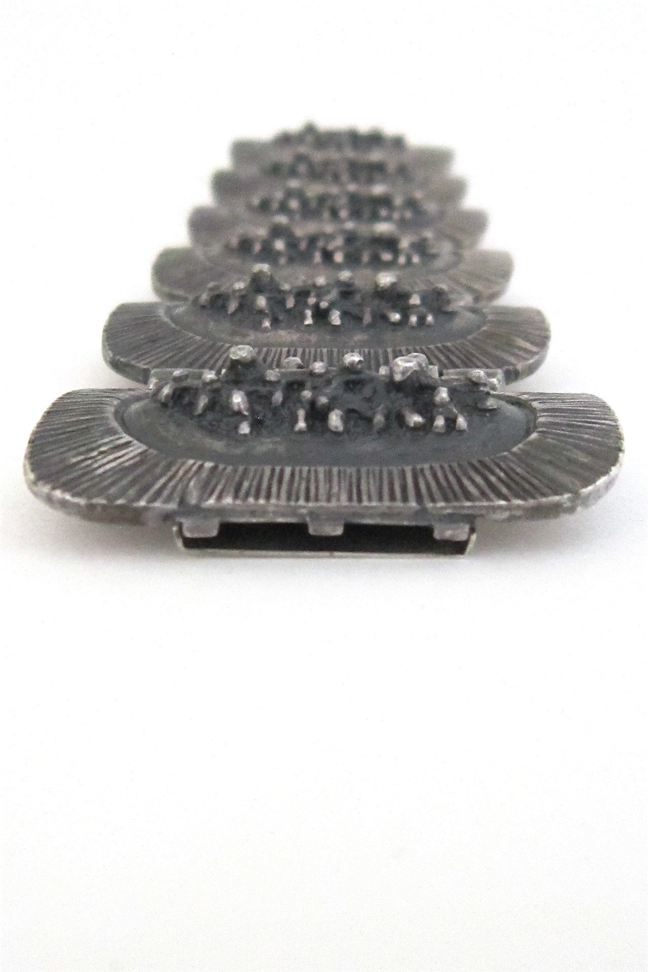 Robert Larin Canada brutalist pewter lichen panel link bracelet