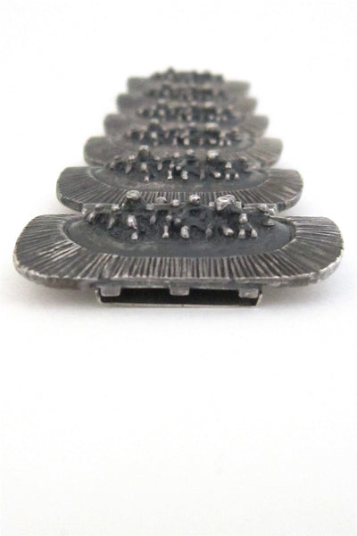 Robert Larin Canada brutalist pewter lichen panel link bracelet