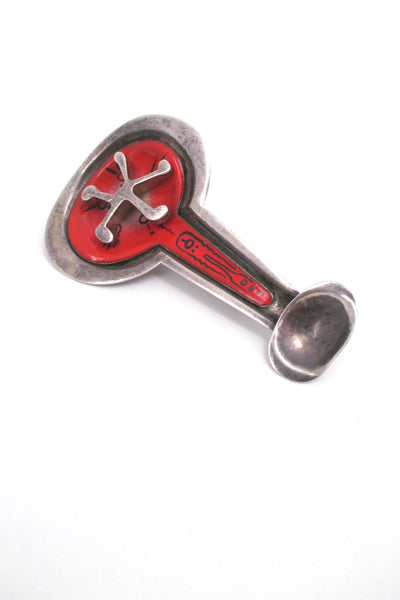 Eleanor Caldwell dimensional silver & enamel brooch - 1950s
