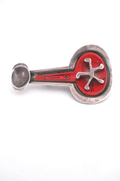 Eleanor Caldwell USA vintage sterling silver enamel brooch mid century modern 1950s