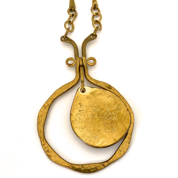Rafael Canada classic kinetic brass pendant necklace ~ clear green