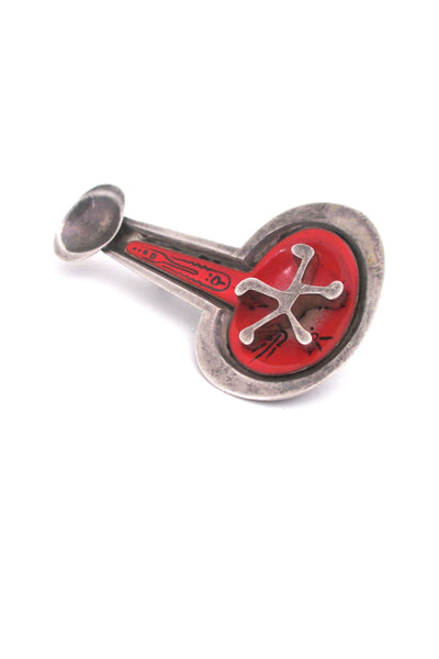 Eleanor Caldwell dimensional silver & enamel brooch - 1950s