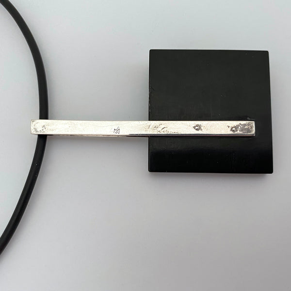 silver and ebony Modernist pendant necklace