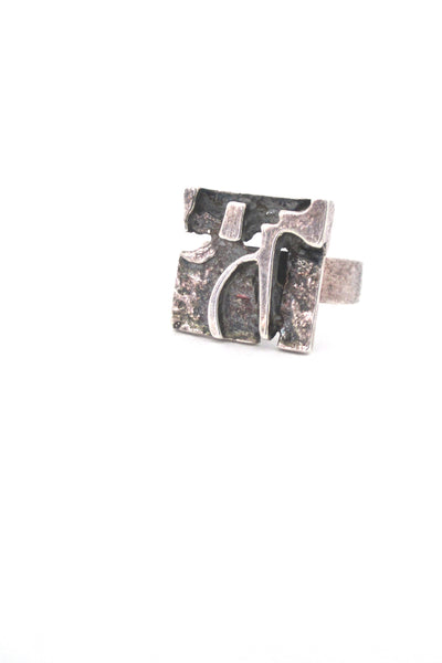 Jorma Laine Finland vintage silver mid century Scandinavian Modern brutalist ring