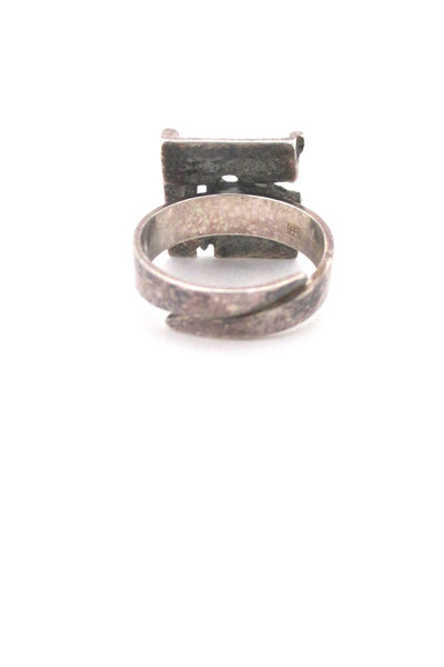 Jorma Laine pierced silver 'textured square' ring