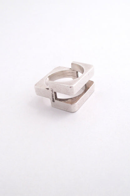 profile Pekka Piekainen vintage Scandinavian Modern sterling silver ring 1974