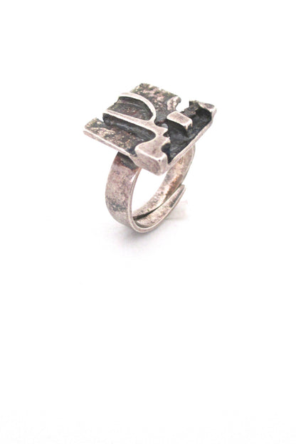 detail Jorma Laine Finland vintage silver mid century Scandinavian Modern brutalist ring