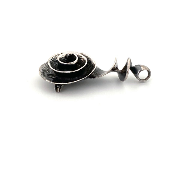 profile vintage sterling silver spirals brooch pendant Israel Modernist jewelry design