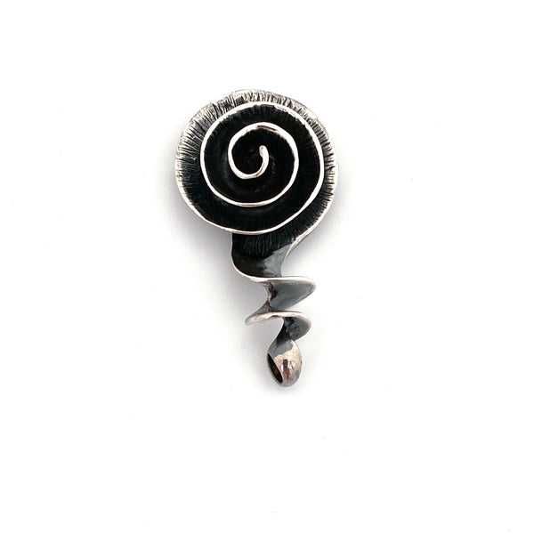 vintage silver spirals pendant / brooch ~ Israel Modernist
