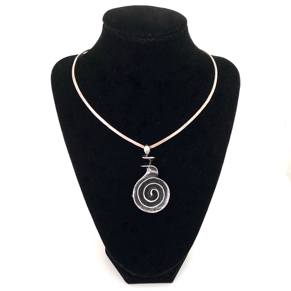 vintage silver spirals pendant / brooch ~ Israel Modernist