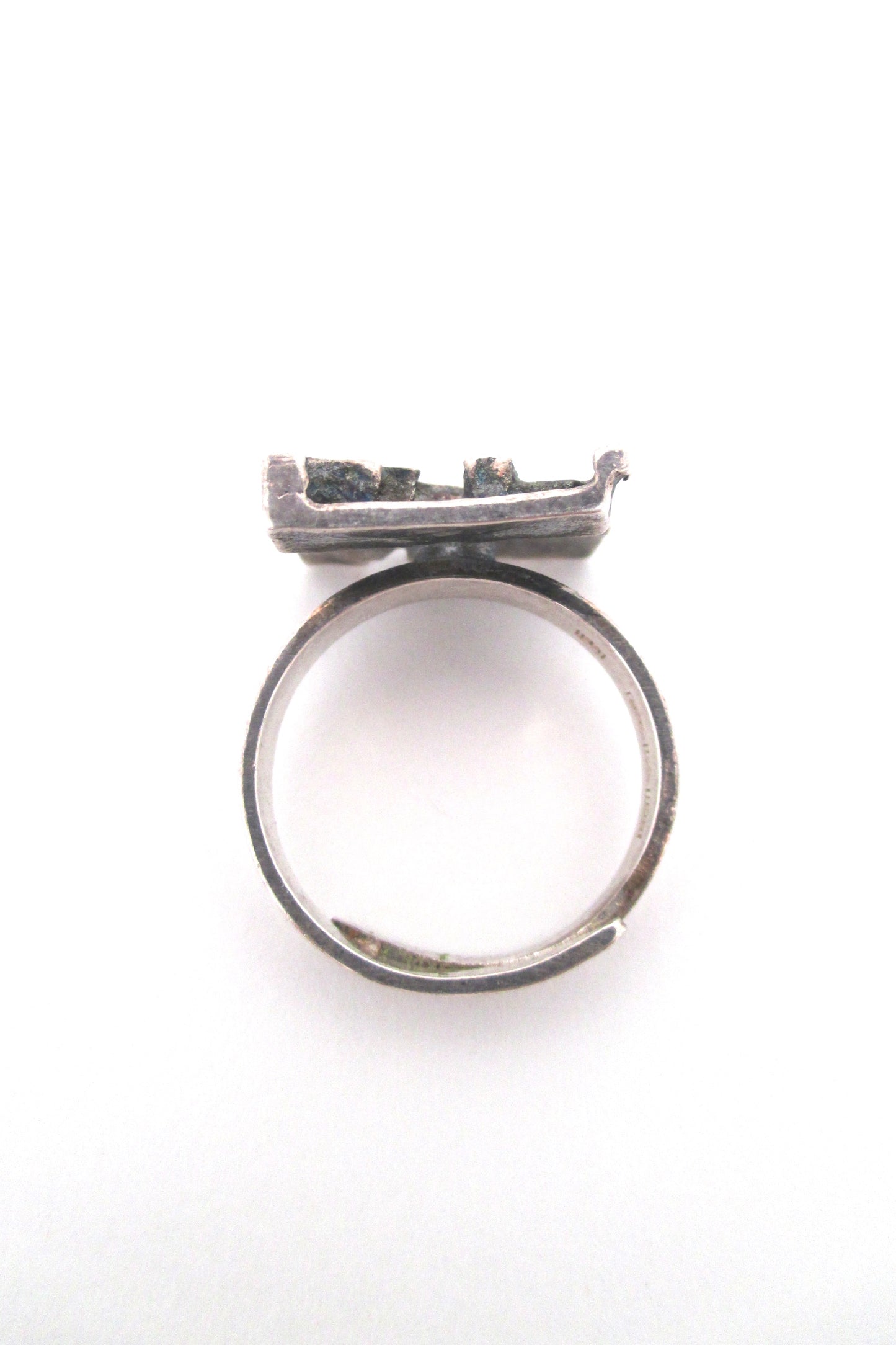 Jorma Laine pierced silver 'textured square' ring