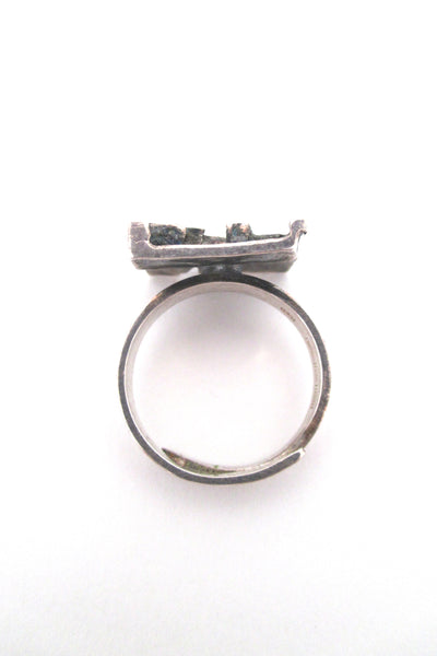 Jorma Laine pierced silver 'textured square' ring