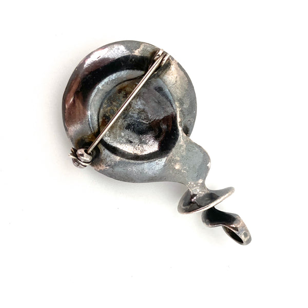 vintage silver spirals pendant / brooch ~ Israel Modernist