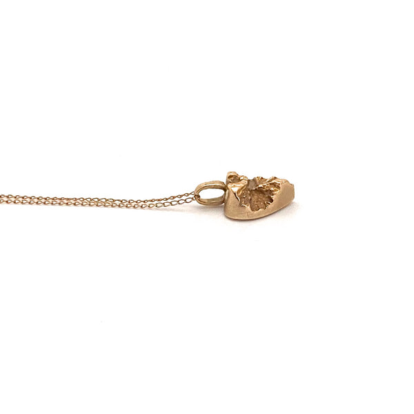 profile Lapponia Finland vintage 14k gold heart charm pendant necklace 1975 Björn Weckström Scandinavian Modernist jewelry design