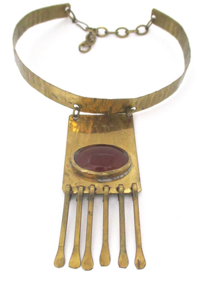 Rafael Canada early brass & ginger glass fringe choker