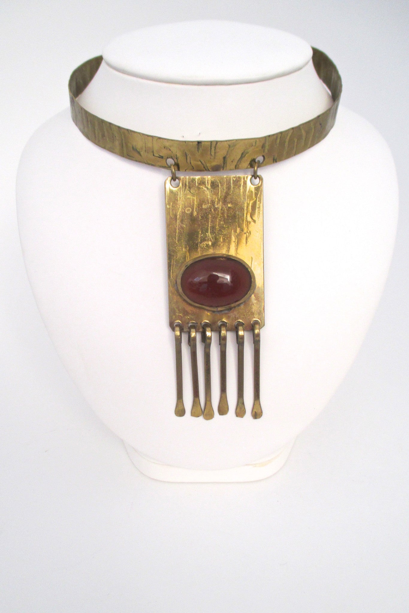 Rafael Canada early brass & ginger glass fringe choker