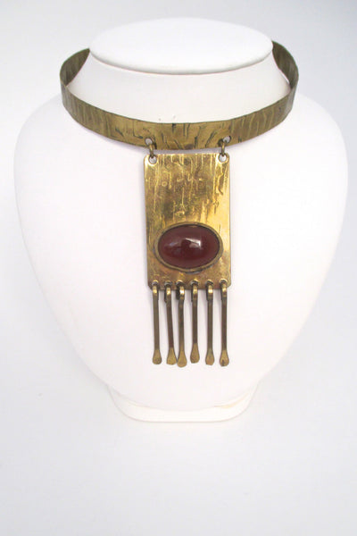 Rafael Canada early brass & ginger glass fringe choker
