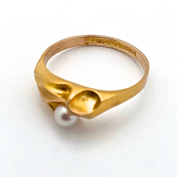 Lapponia 14k gold & pearl ring ~ Bjorn Weckstrom