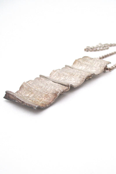 profile Knud V Andersen for Anton Michelsen Denmark large Scandinavian Modern silver bark kinetic pendant necklace