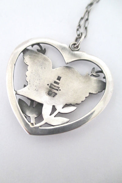 Georg Jensen 'bird & heart' pendant necklace #97