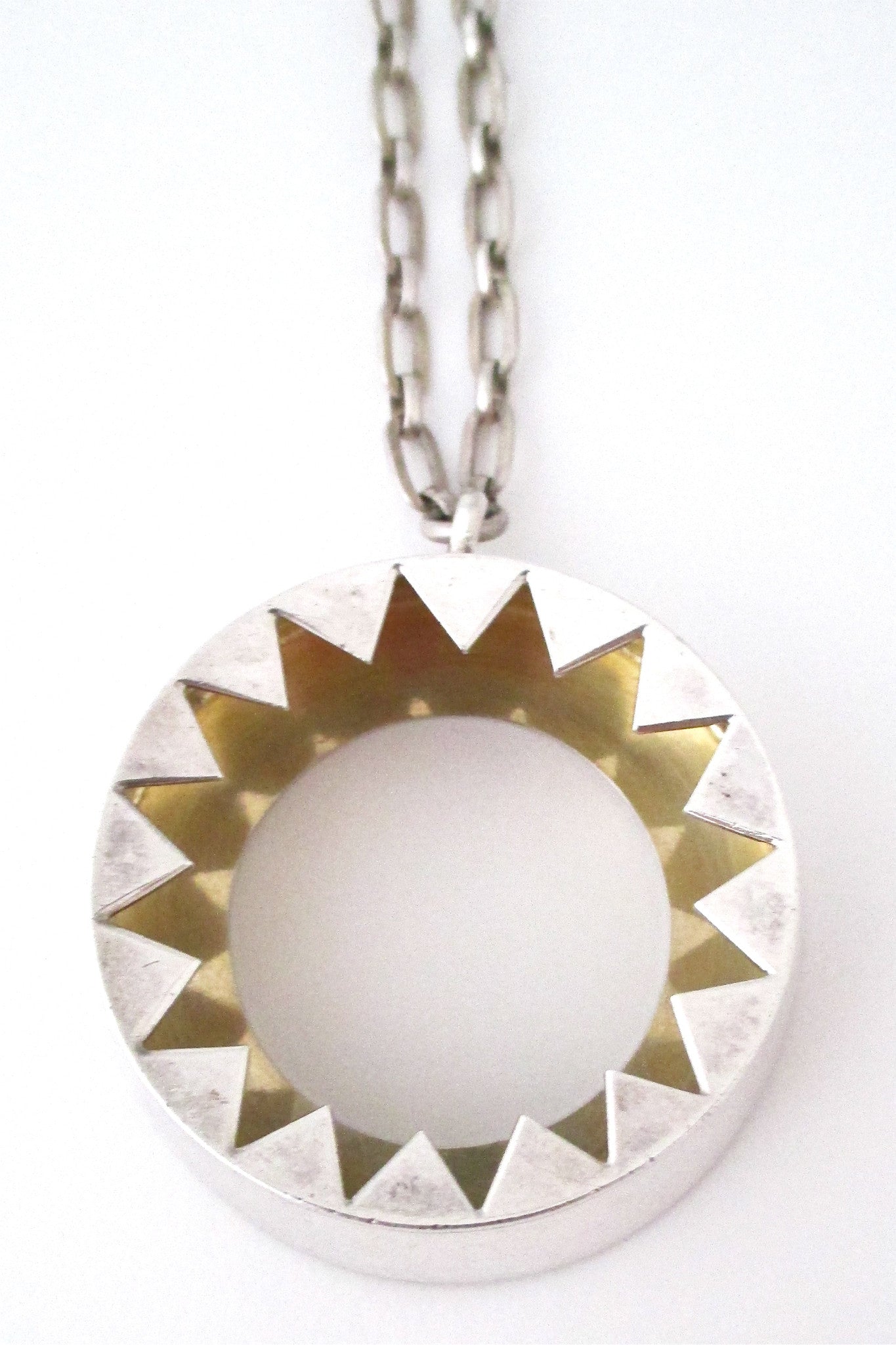 Birger Haglund Sweden rare large Scandinavian Modernist silver pendant necklace
