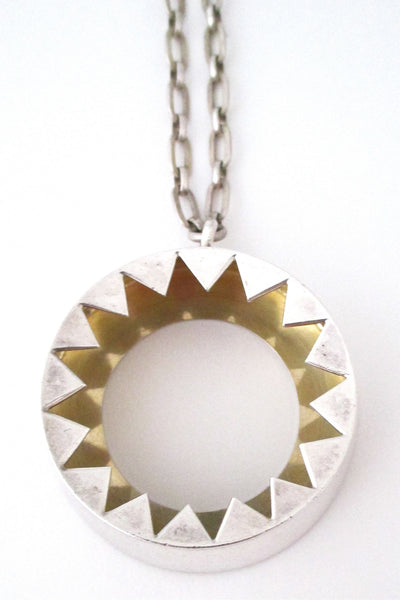 Birger Haglund Sweden rare large Scandinavian Modernist silver pendant necklace