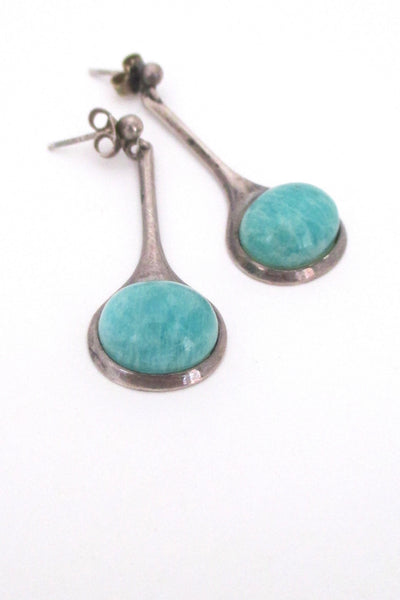 David Andersen Norway silver & amazonite mid century drop earrings at Samantha Howard Vintage