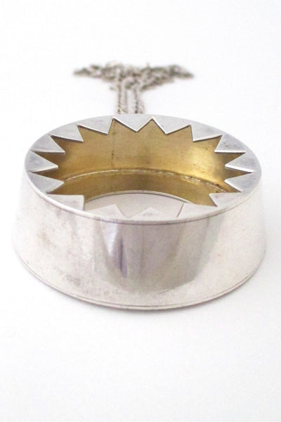 Birger Haglund Sweden rare large Scandinavian Modernist silver pendant necklace