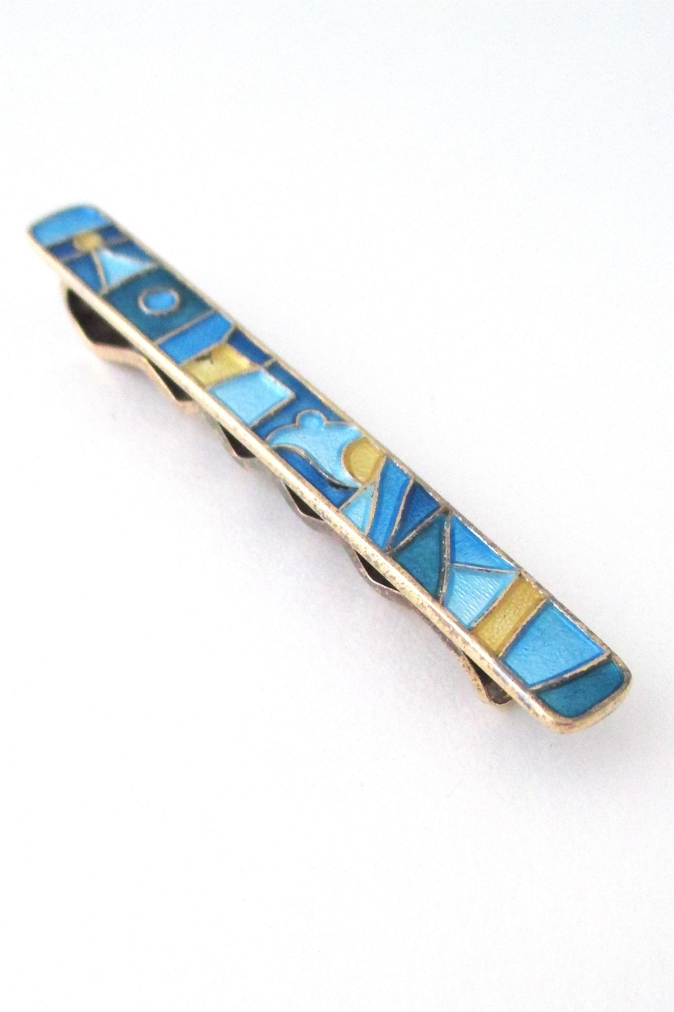 David Andersen Norway vintage silver enamel four seasons spring tie bar