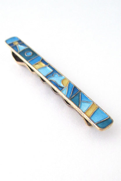 David Andersen Norway vintage silver enamel four seasons spring tie bar