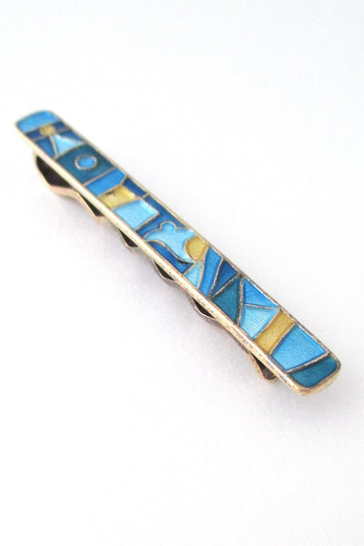 David Andersen Norway vintage silver enamel four seasons spring tie bar