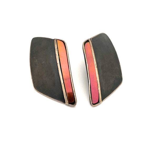 Janis Kerman Postmodern sterling & niobium earrings ~ 1982