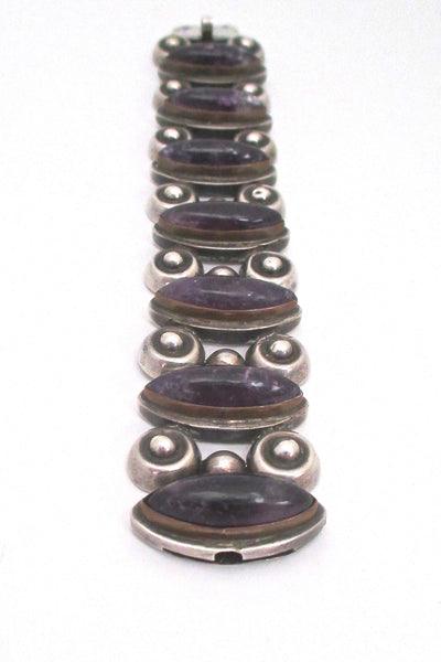 amethyst & silver wide link bracelet ~ Mexico