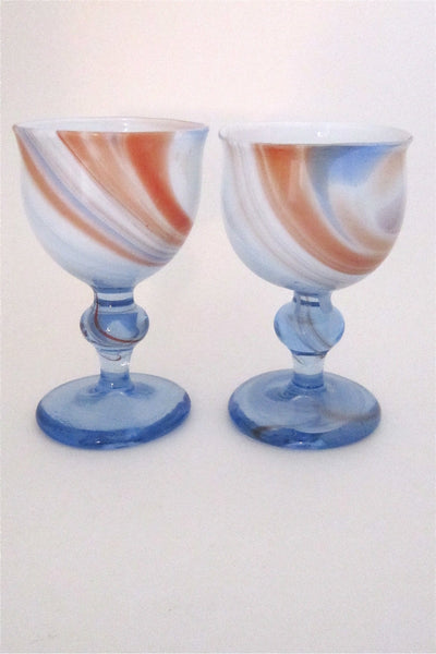 Holmegaard Denmark vintage Cascade goblets by Per Lutken signed