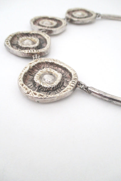 detail Rachel Gera Israel mid century modernist vintage silver choker necklace