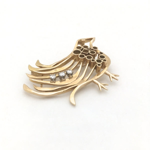Walter Schluep 18k & diamond bird brooch
