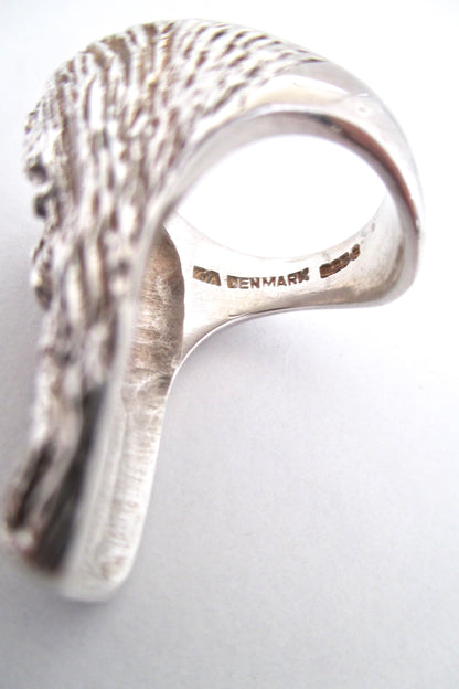 Knud V Andersen textured silver 'bark' ring