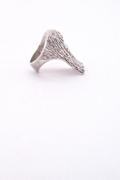 profile Knud V Andersen Denmark vintage silver Bark ring Scandinavian Modern design