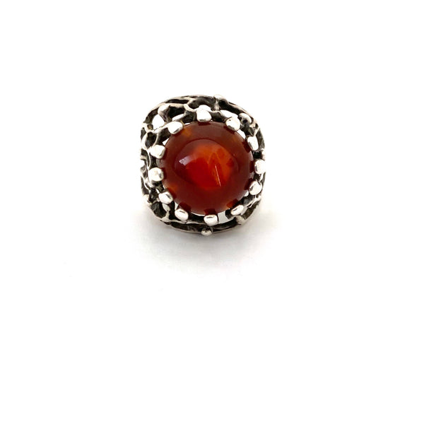 brutalist silver & carnelian extra tall ring
